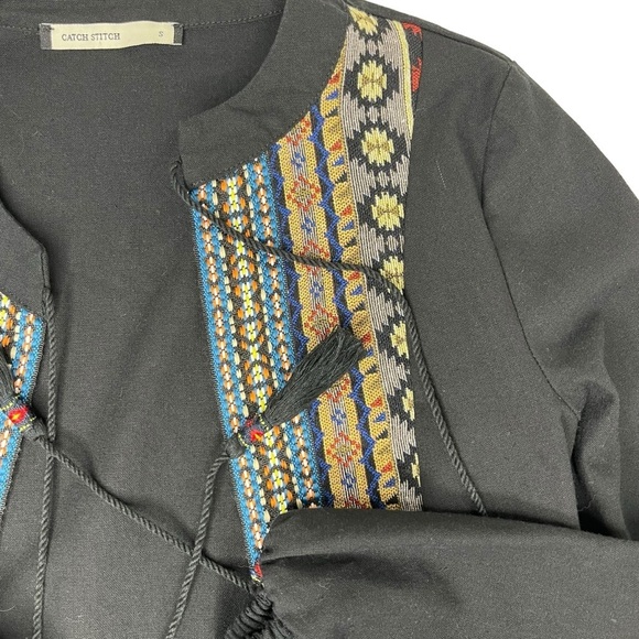 Catch Stitch Aztec Embroidered Bohemian Jacket Size Small - Picture 13 of 15